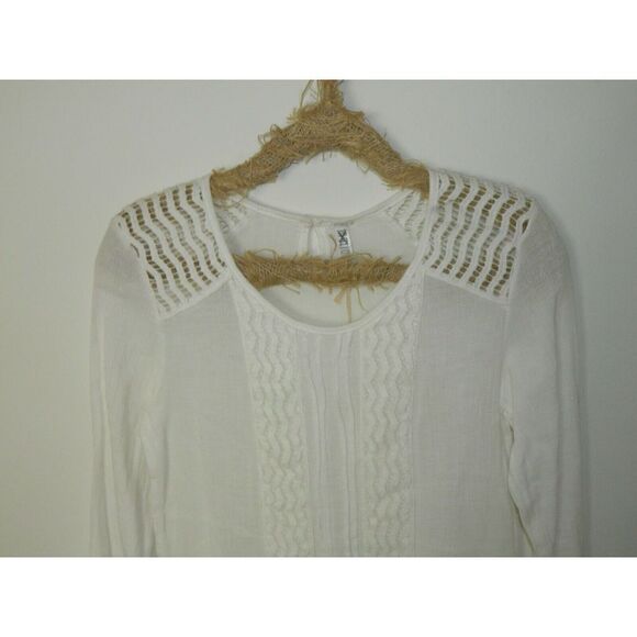 Monoreno Blouse Size Small Ivory Embroidered Peasant‎ Boho Tunic - Picture 4 of 9